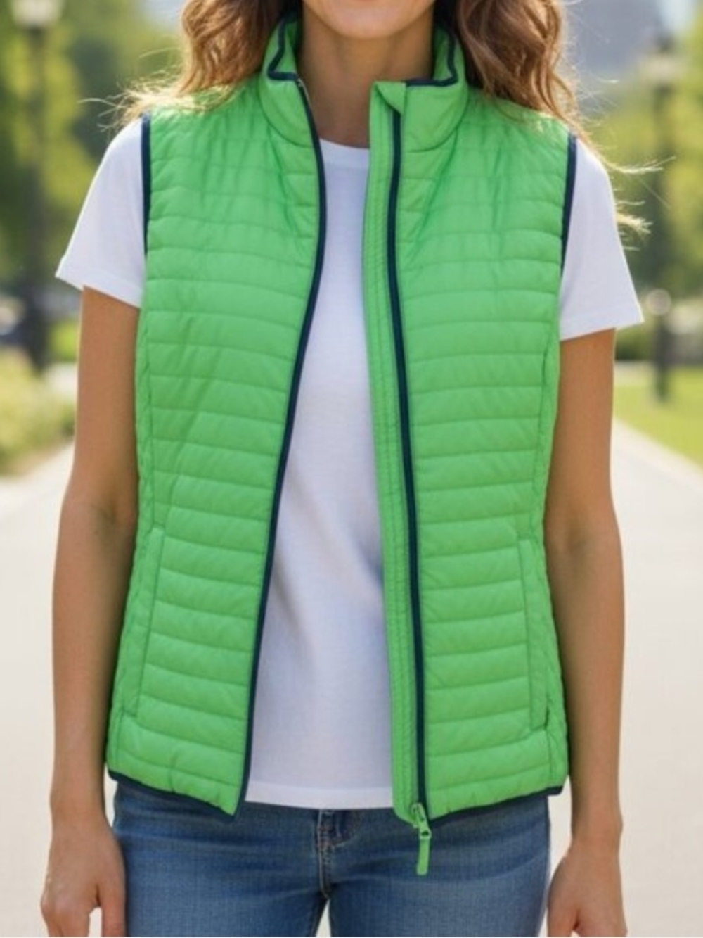 Talbots Green Quilted Puffer Lightweight Vest Pockets Womens Plus Size 2X